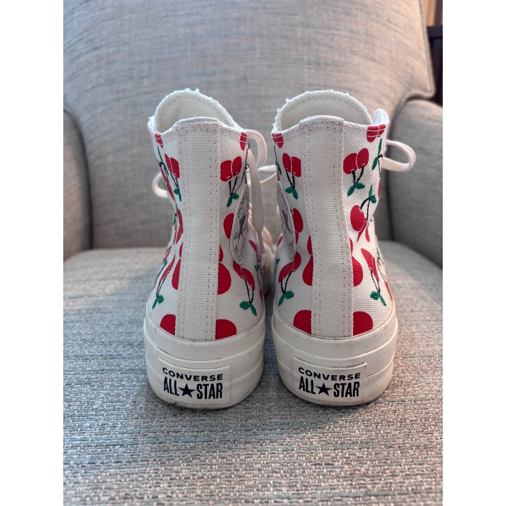 Converse Chuck Taylor All Star Lift Hi Cherry Embroidery White Platform Womens 7 - Picture 5 of 9